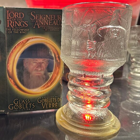 Lord of the Rings “Fellowship of the Ring” Collector Glass Goblets Complete Set - Picture 2 of 5